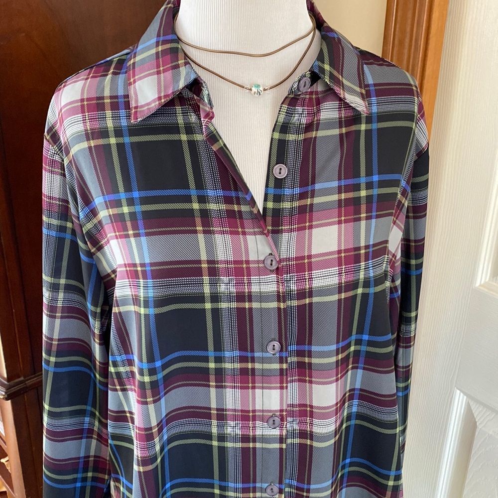 BON WORTH Plaid Long Sleeve Shirt ~ Button Down ~ Collar BONUS BOX ITEM!